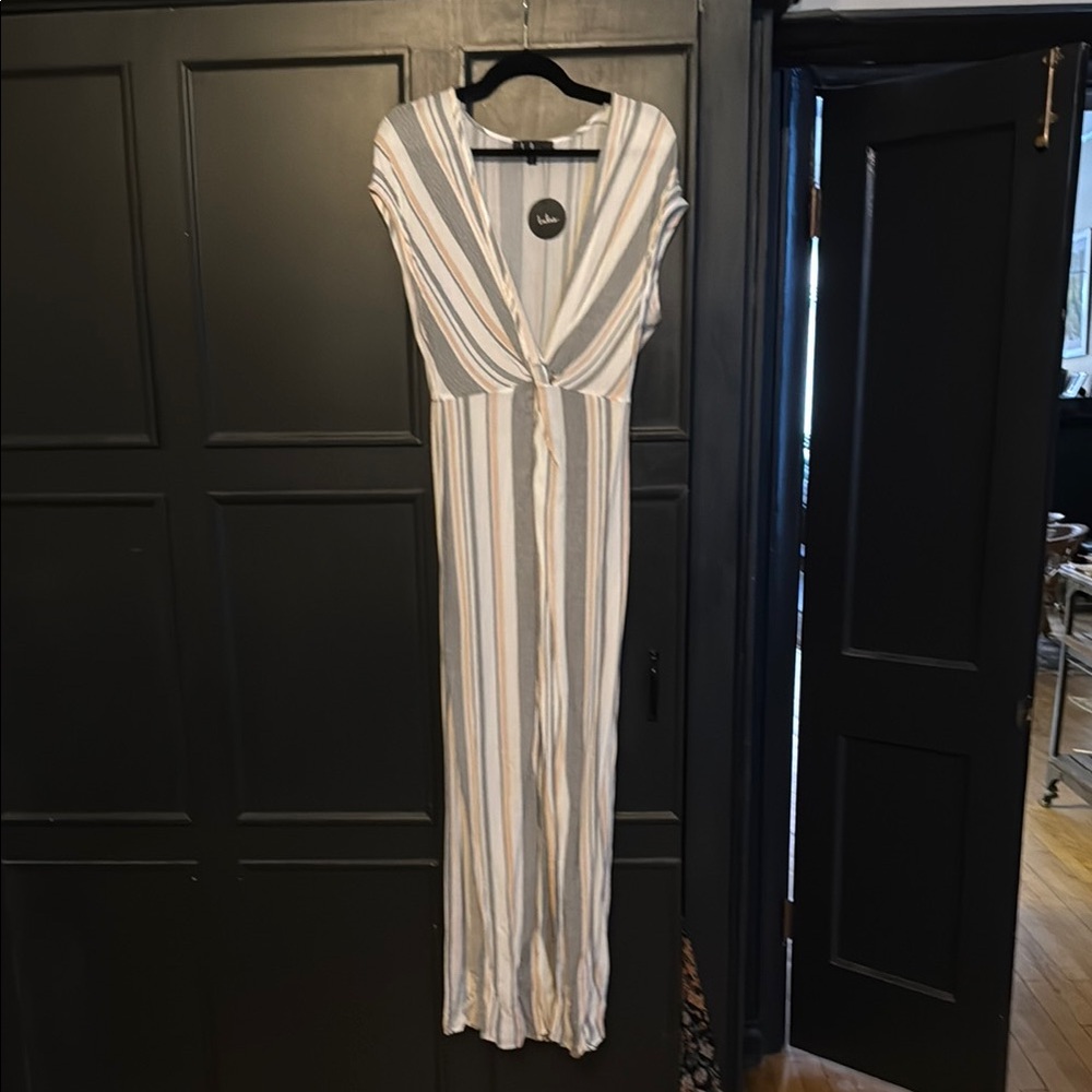 Lulus Striped V-Neck Maxi Dress